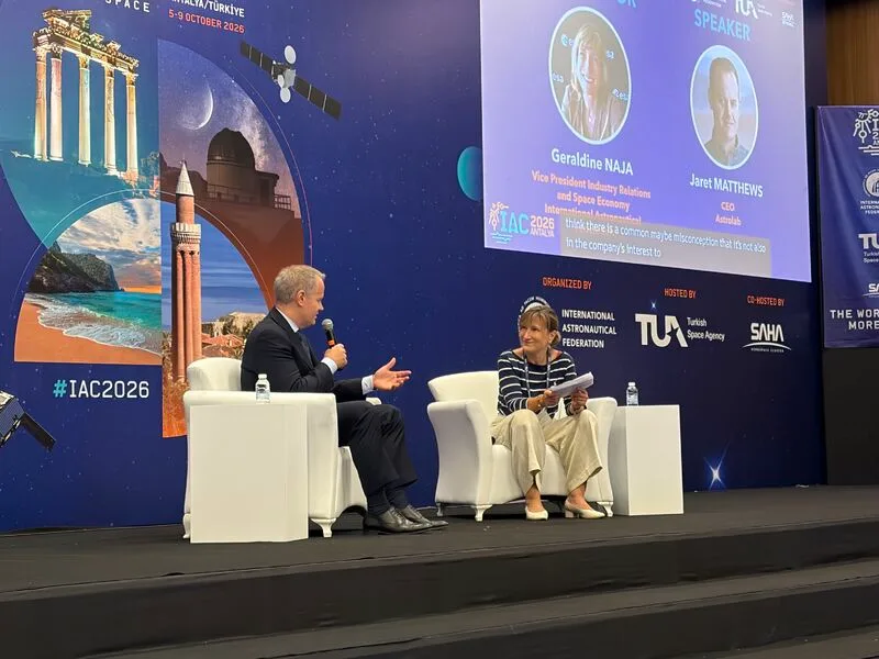 Astrolab CEO Jaret Matthews on the Heads of Industry panel at the 2026 International Astronautical Congress