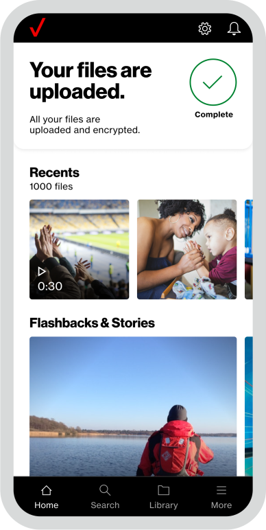 Verizon VZ Cloud app interface